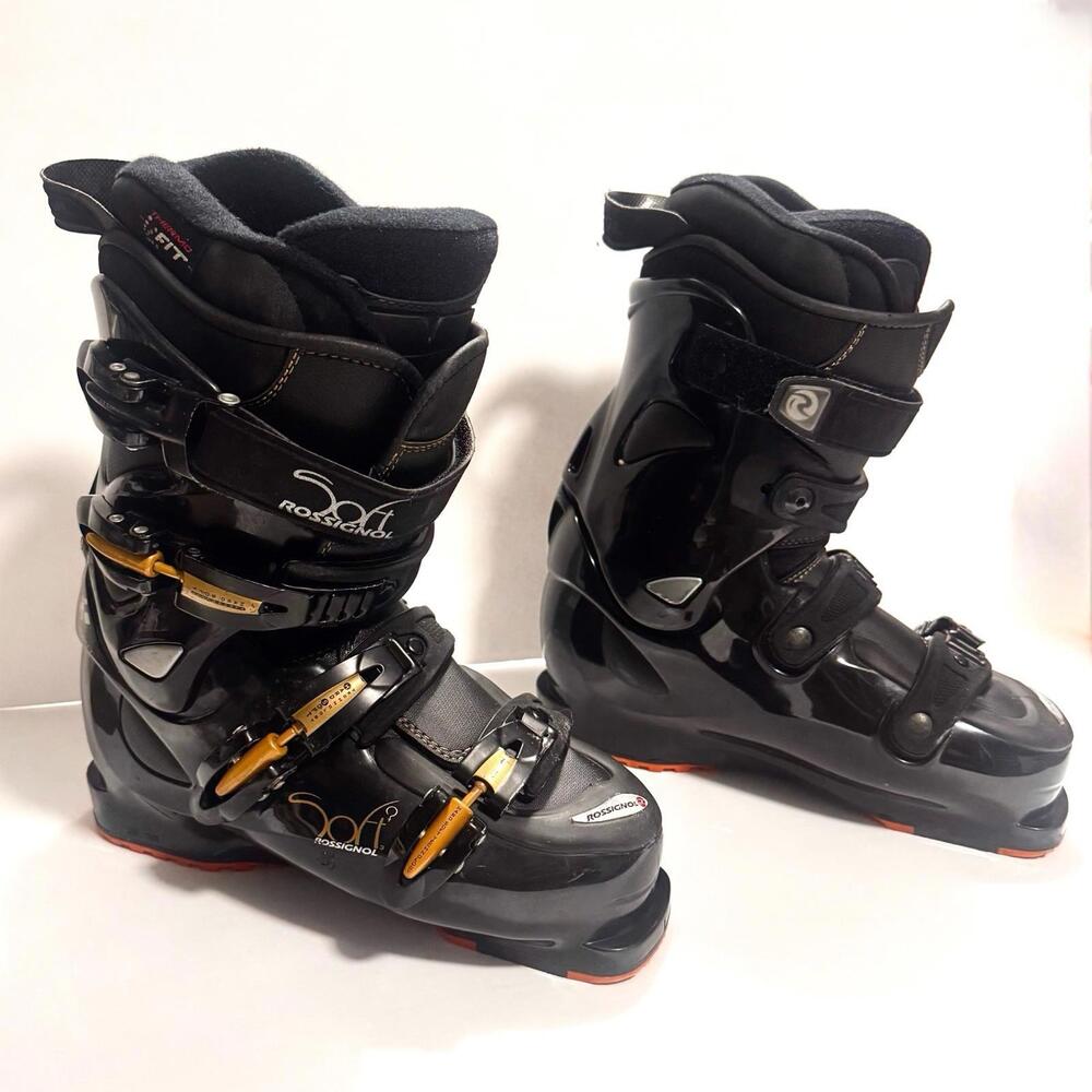 Rossignol Soft Ski Boots Size 24 - 24.5 US 7.5- 8 Black 4 Buckle Alpine Downhill - Picture 3 of 9
